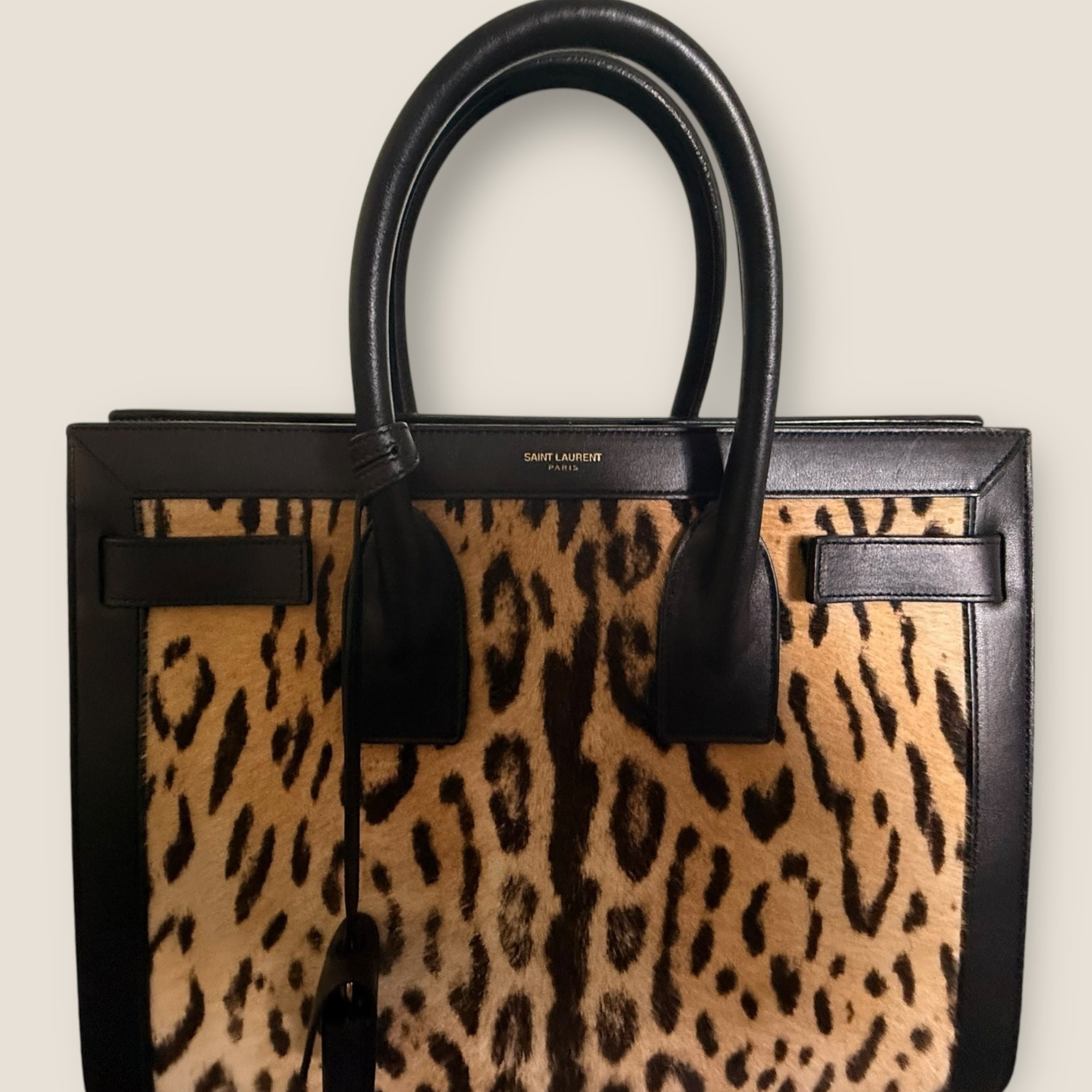 đ Saint Laurent Sac de Jour â Leopard Calf Hair & Black Leather (Large)