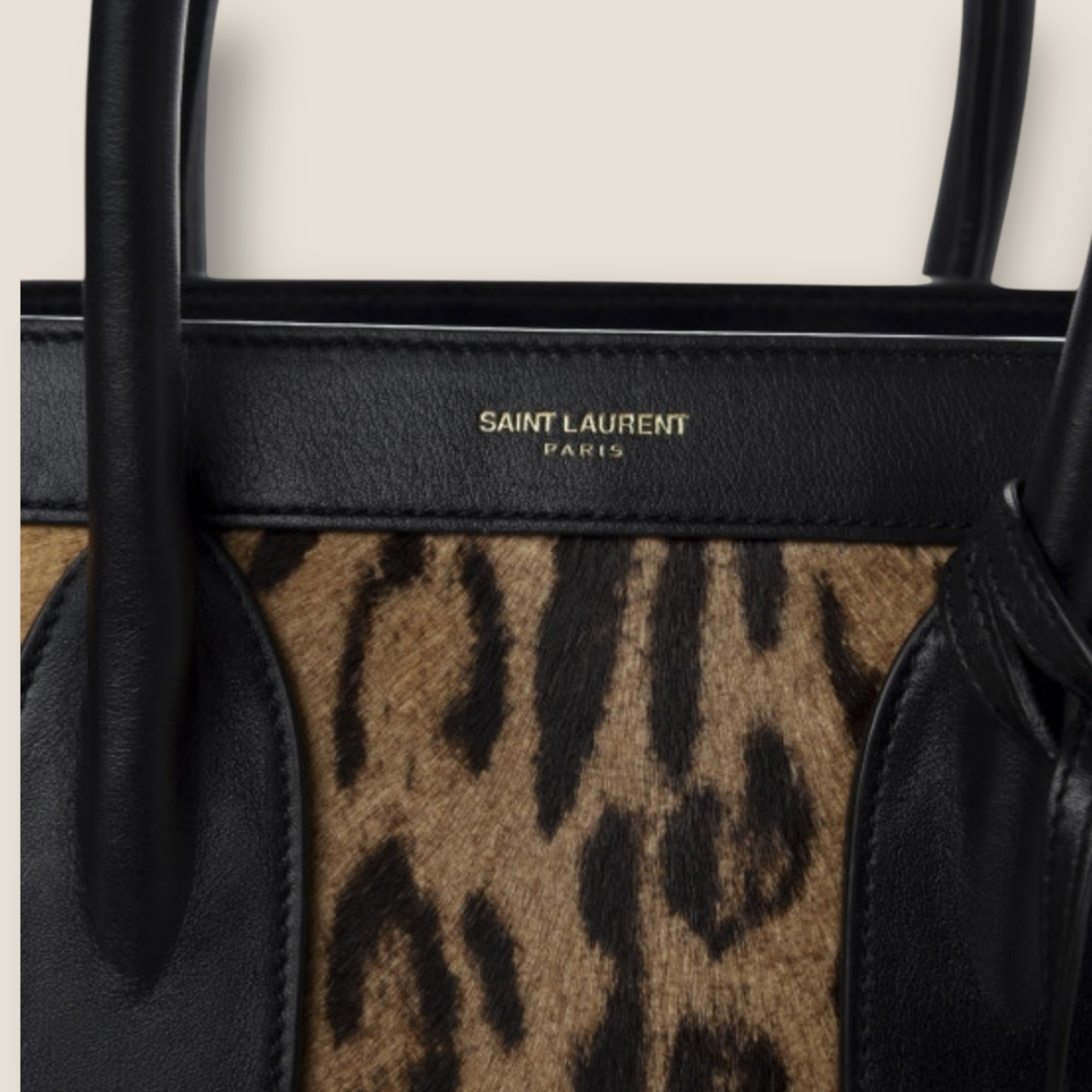 đ Saint Laurent Sac de Jour â Leopard Calf Hair & Black Leather (Large)