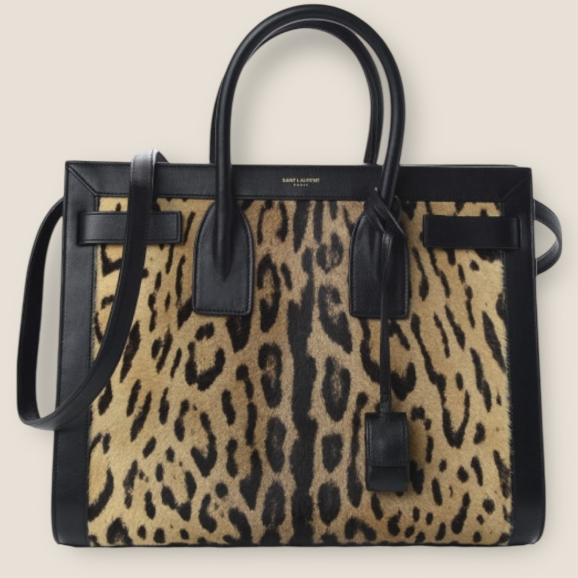 đ Saint Laurent Sac de Jour â Leopard Calf Hair & Black Leather (Large)