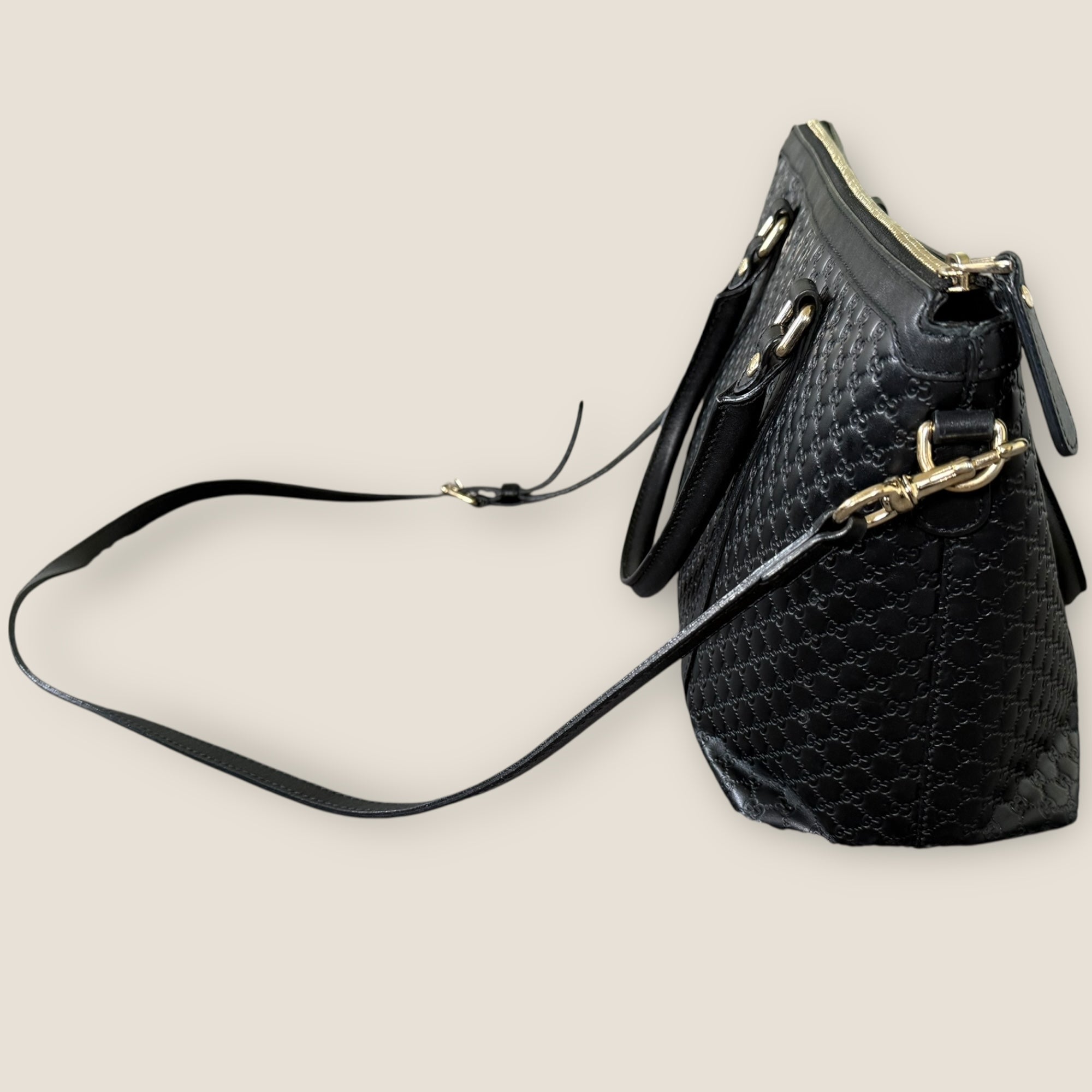 🖤 Gucci Guccissima Patent Leather Tote in Noir Gloss