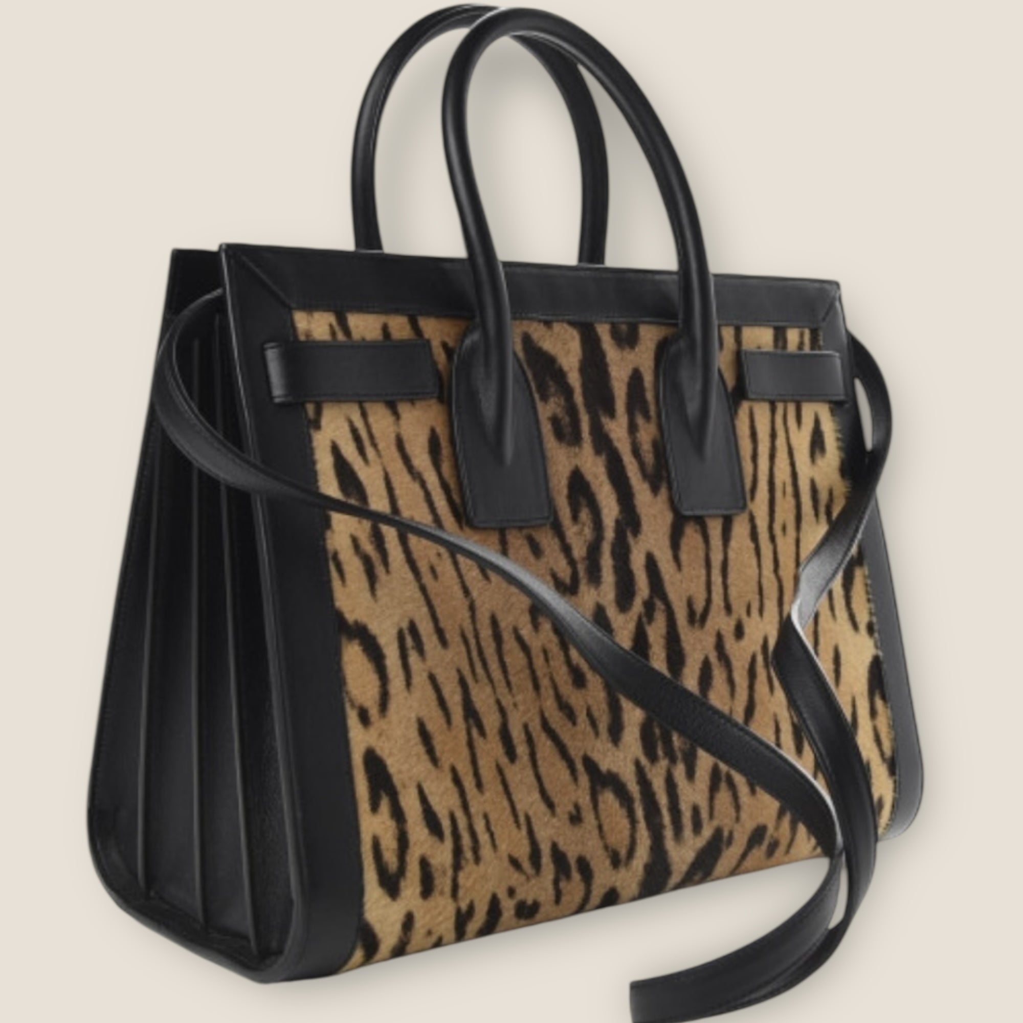 🐆 Saint Laurent Sac de Jour – Leopard Calf Hair & Black Leather (Large)