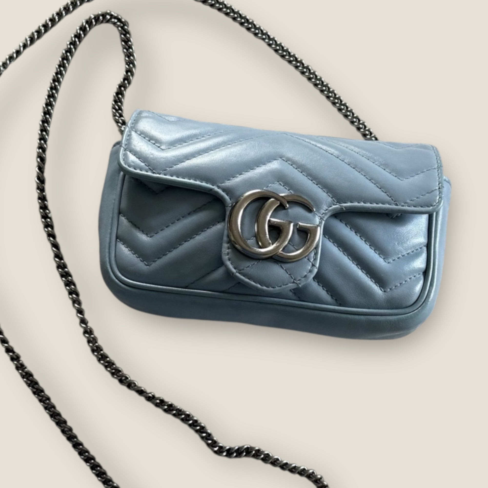 🧊Gucci Marmont Mini Crossbody – Powder Blue