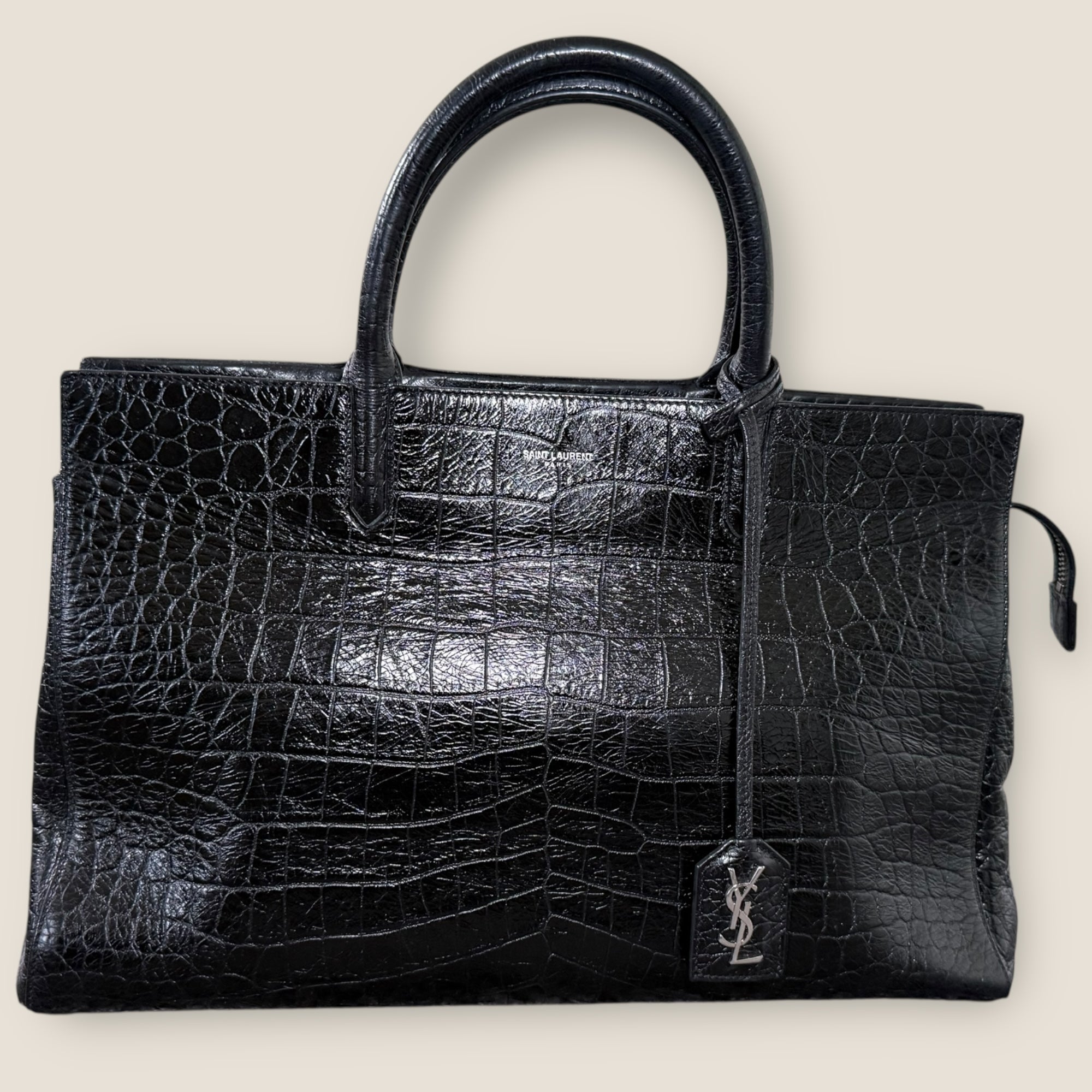♟️ Saint Laurent Sac de Jour – Black Croc-Embossed Leather